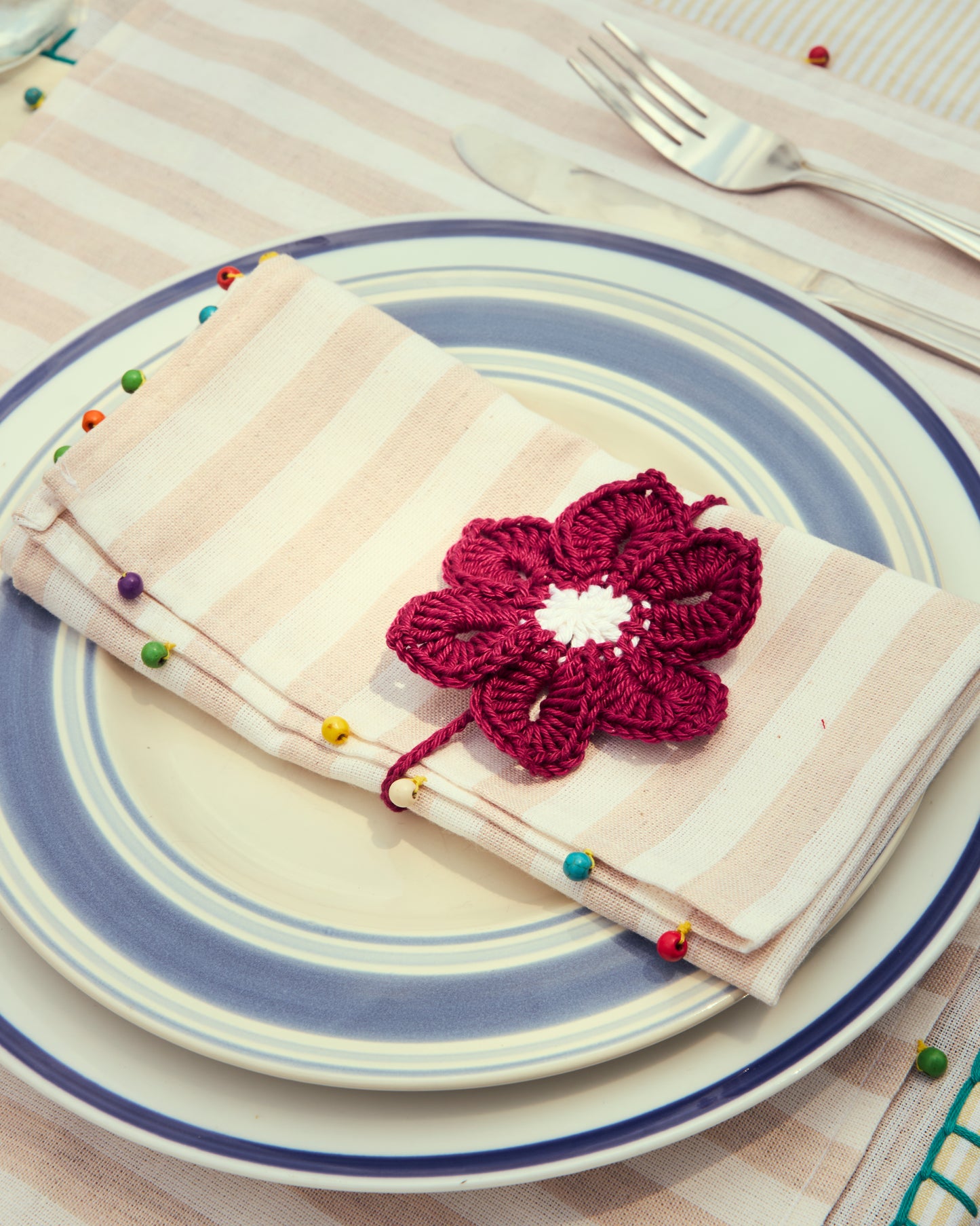 florecitas crochet napkin ring (4 set)
