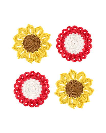 florecitas crochet coaster set (4 set)