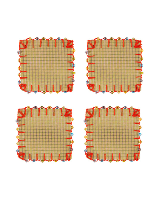 huerto embroidered coaster set (4 set)