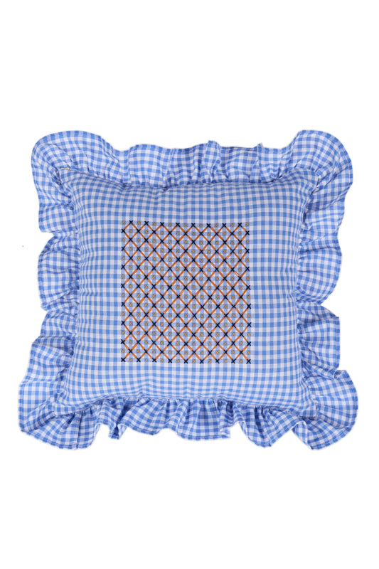 vuelitos blue embroidered cushion