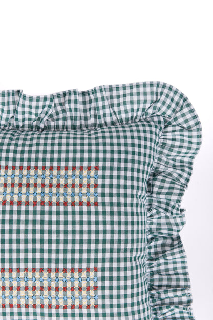 vuelitos green embroidered cushion