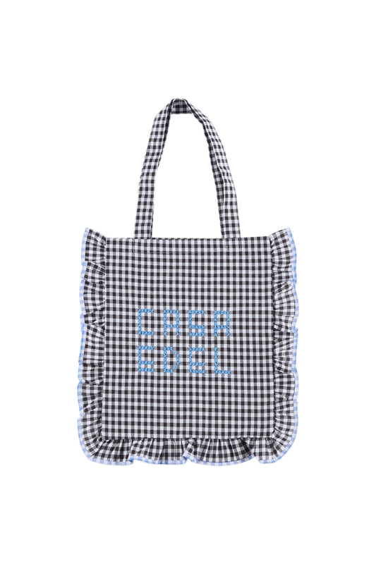bolsa negra embroidered tote bag
