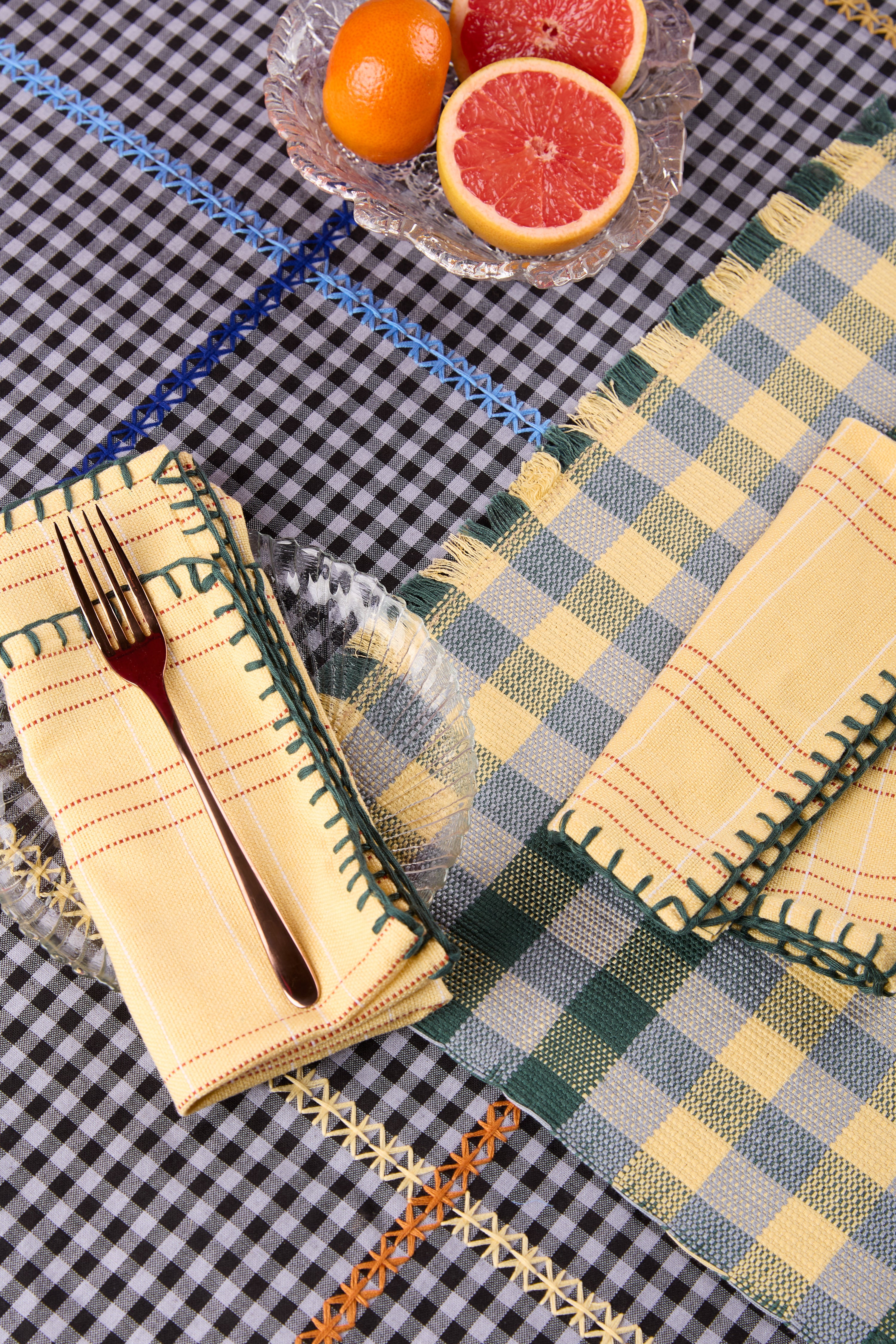 Cuadritos Teal Placemat Set (2 Set)